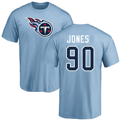 Tennessee Titans Men Light Blue DaQuan Jones Name and Number Logo NFL Football #90 T Shirt